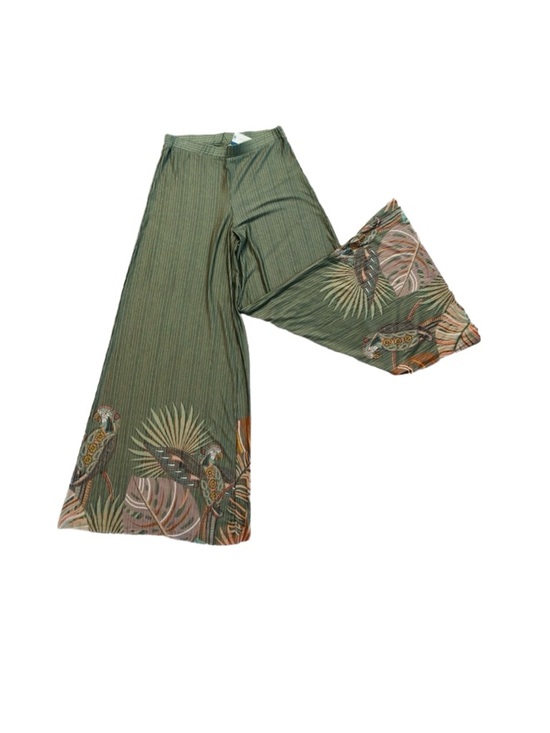 Anthropologie Pants - FARM RIO ~ Anthropologie Green Wide Leg Pants w/Tropical Design size XS